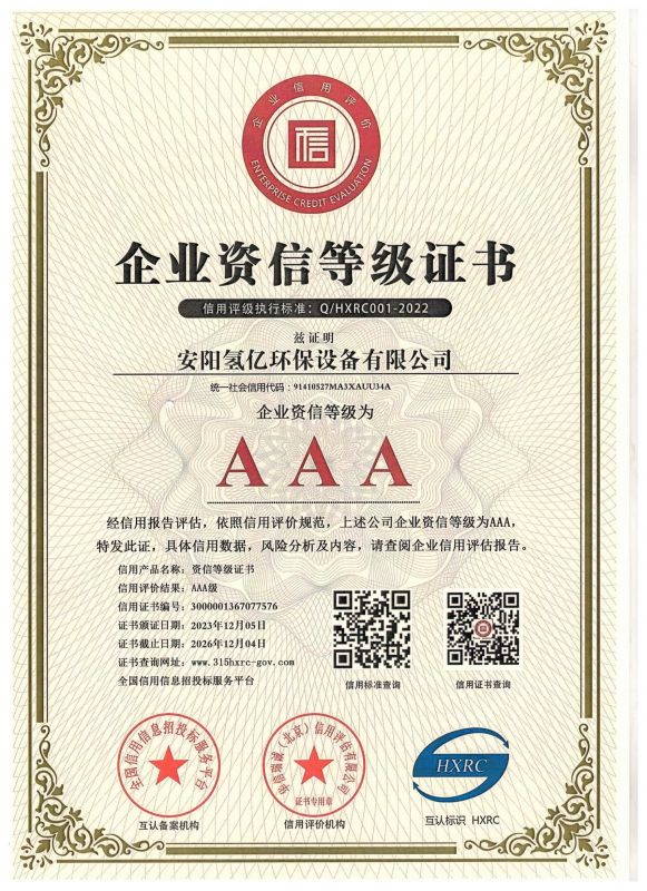 企业资信等级证书